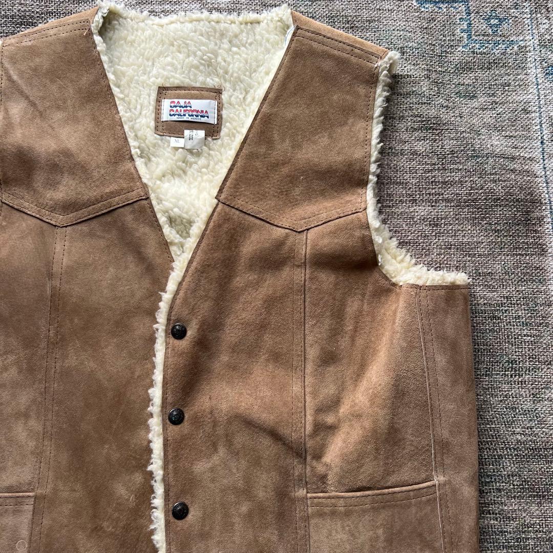 60-70s vintage baja california 裏ボアレザーベスト