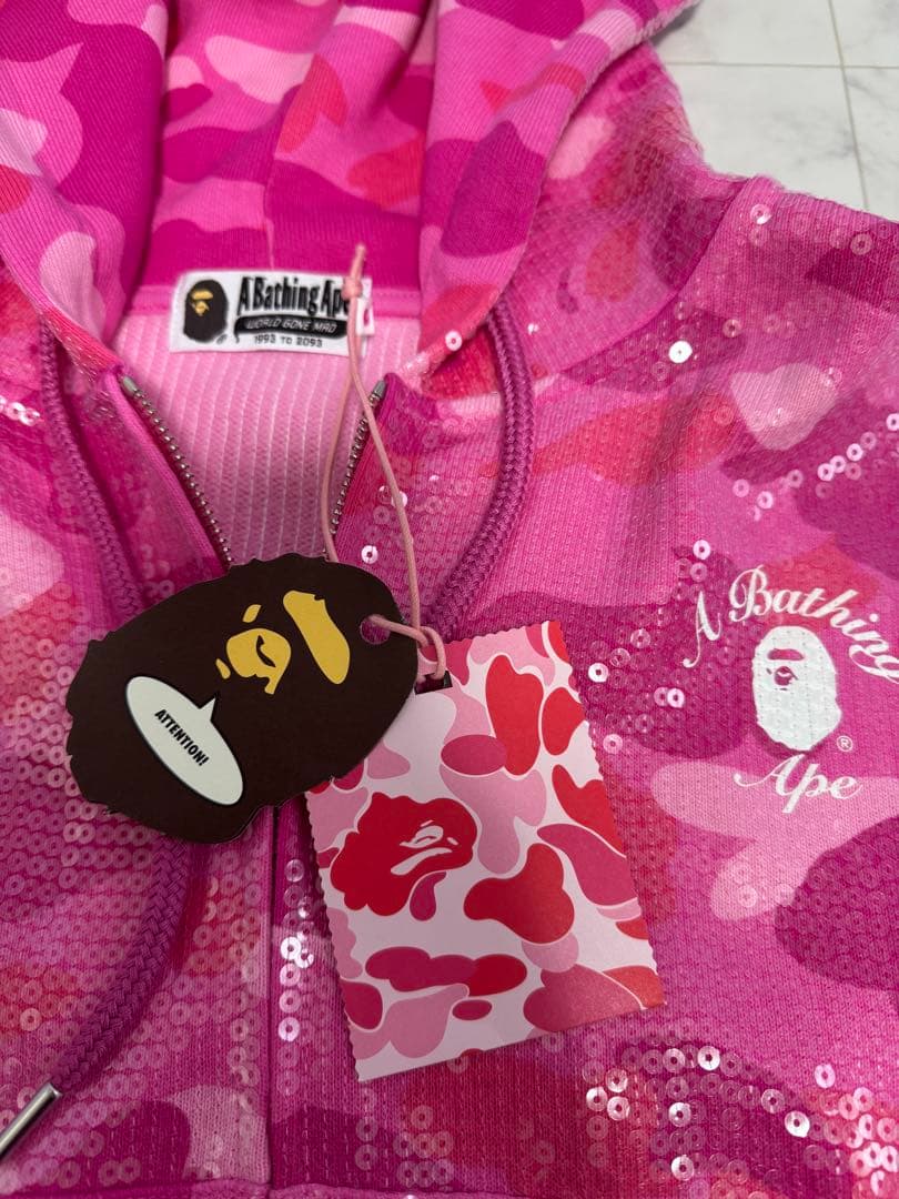 トップス APE HEAD SEQUIN CROPPEDFULL ZIP HOOOIE