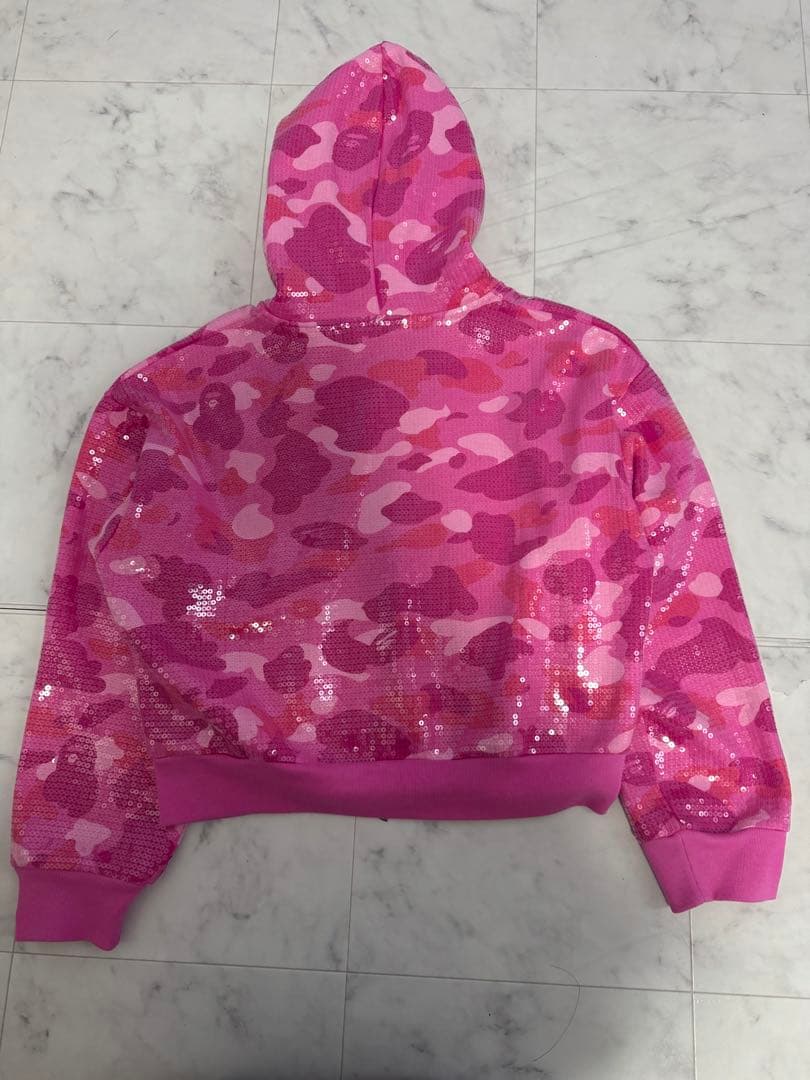 トップス APE HEAD SEQUIN CROPPEDFULL ZIP HOOOIE