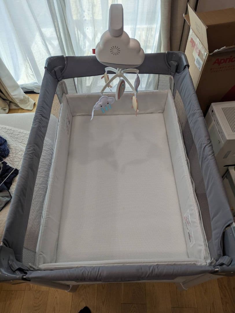 【美品】ApricaココネルベビーABグレーベア　電動メリー付き