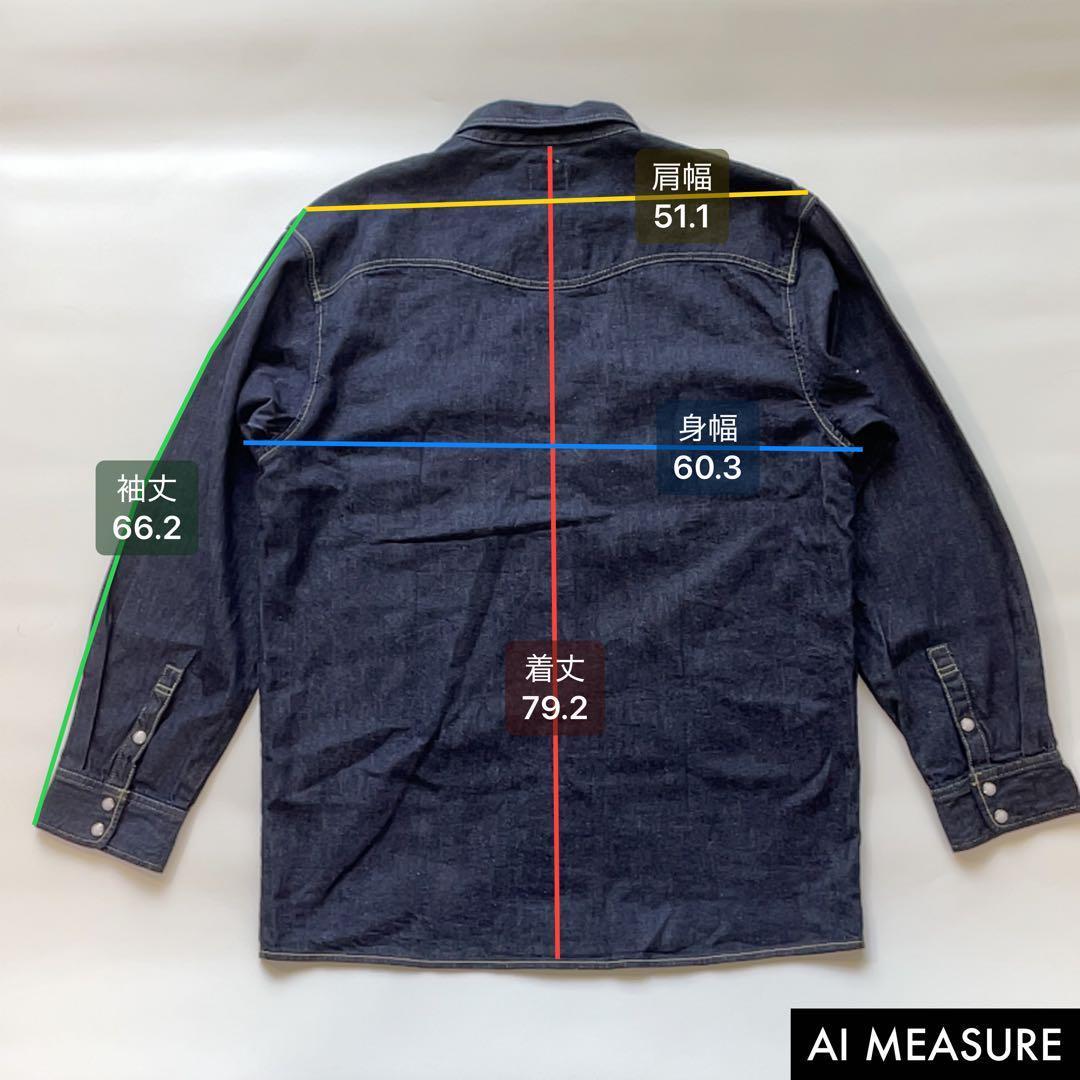 児島マーケットプレイス デニムシャツ ウエスタン インディゴ Lサイズ