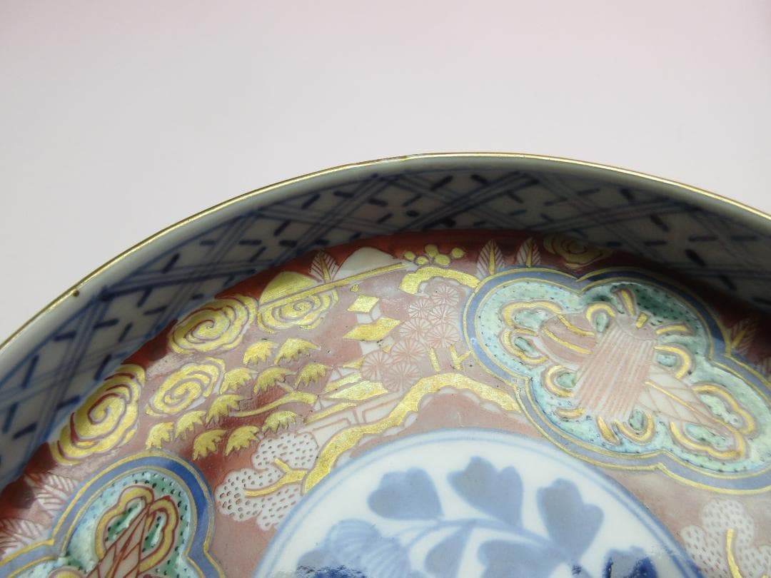大聖寺伊万里 金彩 色絵 小皿 10客 古伊万里 時代 70707
