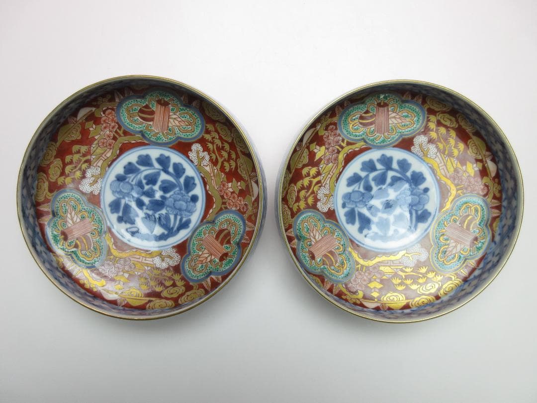 大聖寺伊万里 金彩 色絵 小皿 10客 古伊万里 時代 70707