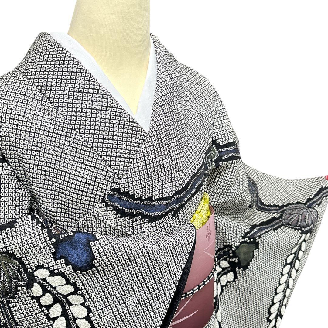 A159愛華 訪問着　総絞り　辻ヶ花　正絹　フォーマル　美品身丈166cm