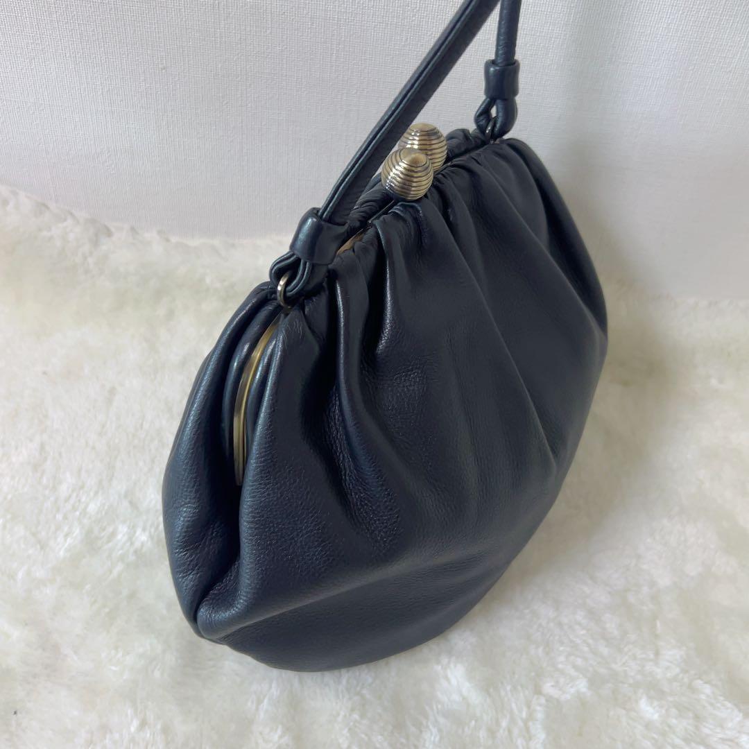 シビラ Sybilla ハンドバッグ がま口 レザー 黒 本革 日本製 美品