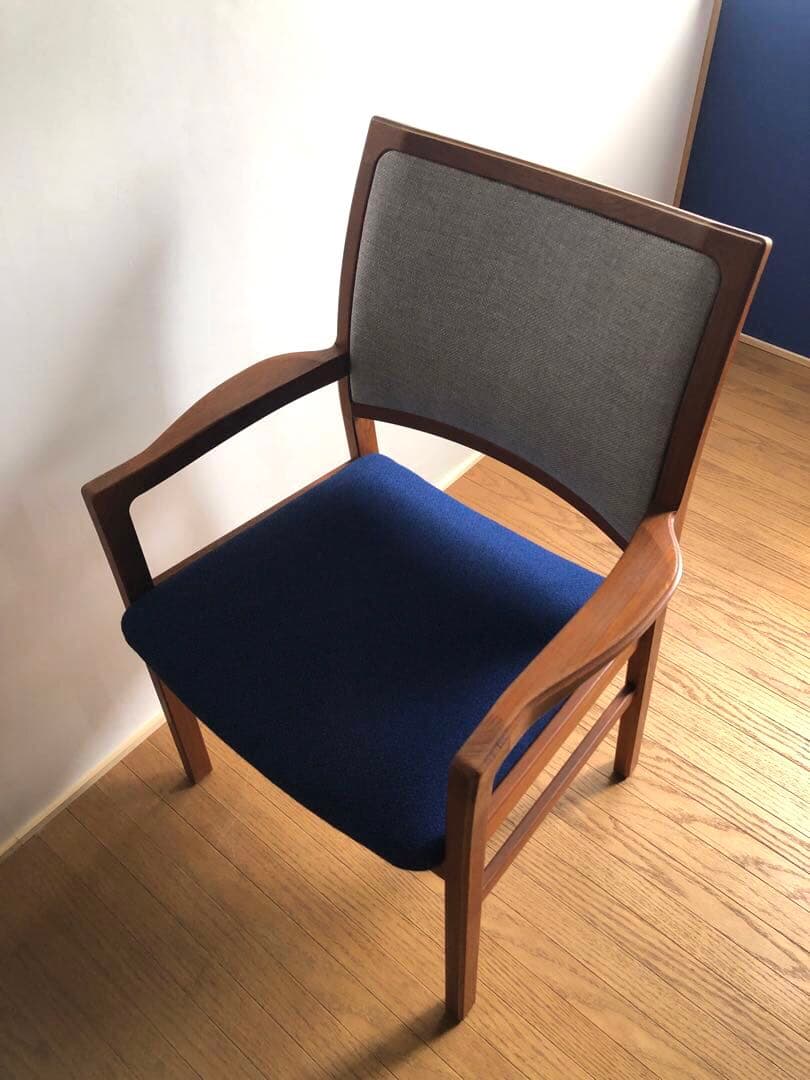 日田工芸 チーク無垢材 アームチェア② 生地新調 ダイニング デスクチェア 工芸