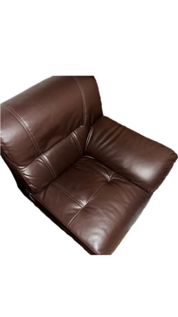 【R】ブラウン 合成皮革 1人掛けソファ