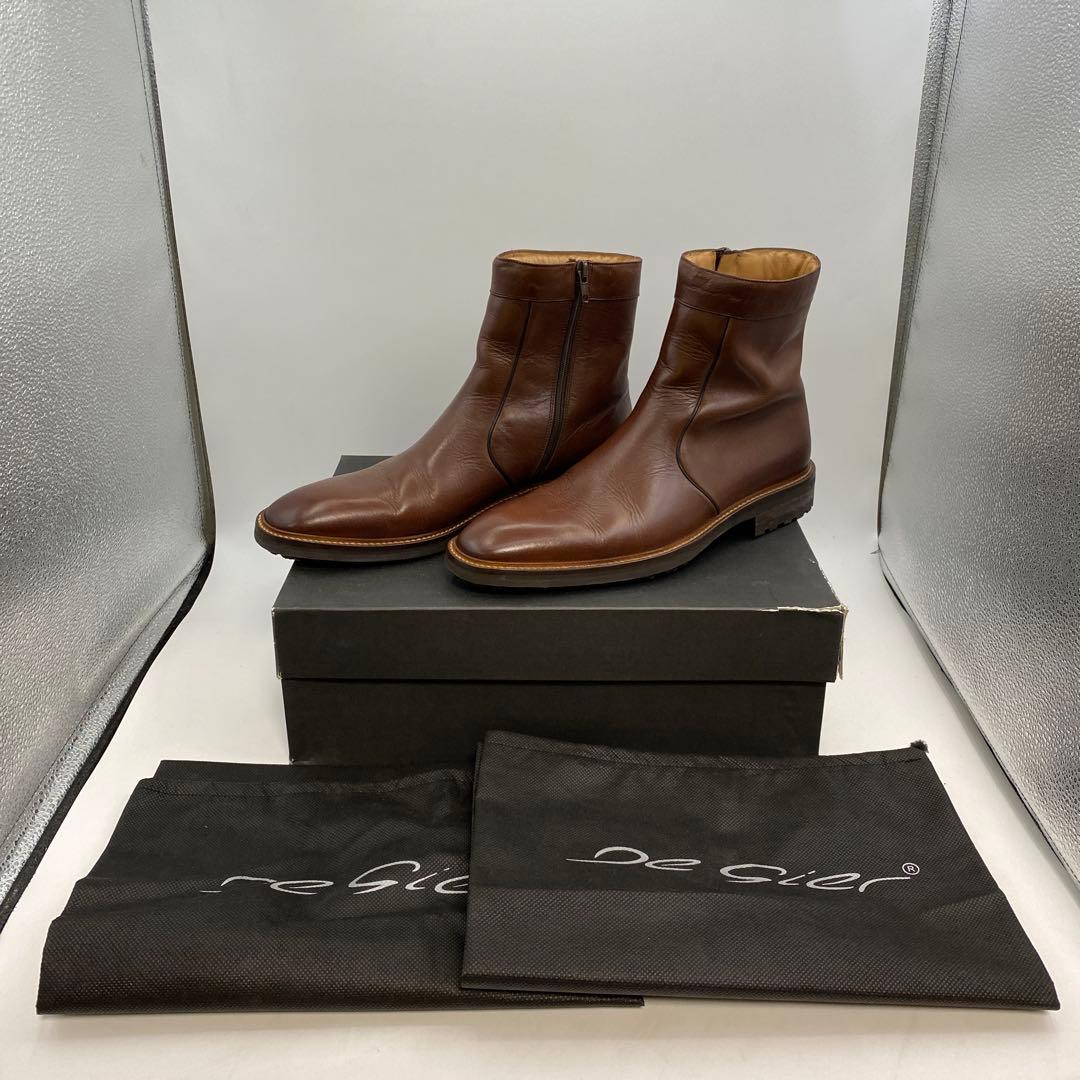 もやしもん【De gier】本革 ブラウン ジッパーブーツ フランス製