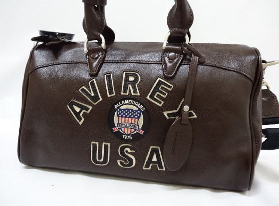 【未使用品】AVIREX ミニダッフル　チョコ　牛革 ミニバッグ　ミニボストン