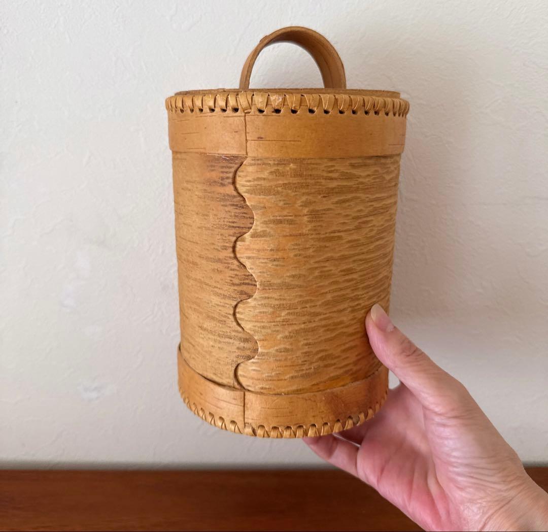 【北欧ヴィンテージ】白樺の筒形キャニスター