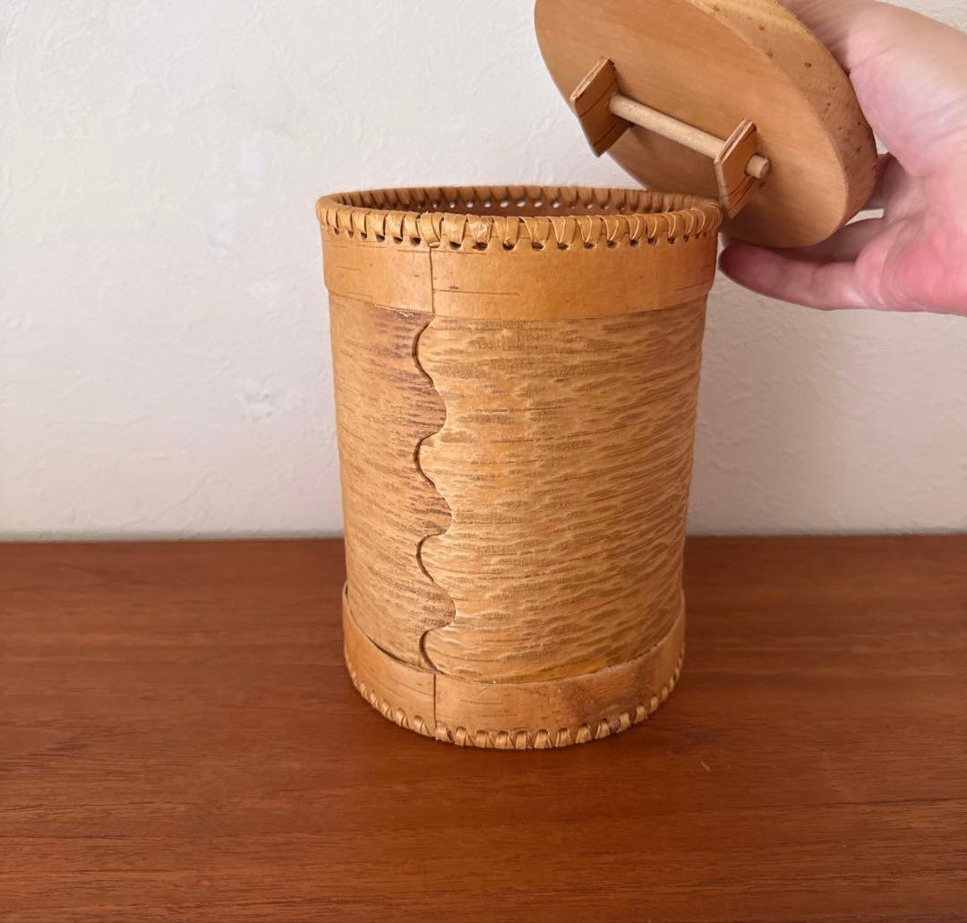 【北欧ヴィンテージ】白樺の筒形キャニスター