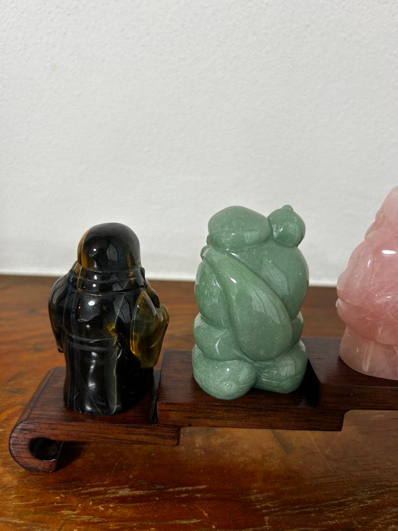 昆*庚様 七福神 天然石置物7体セット　超美品