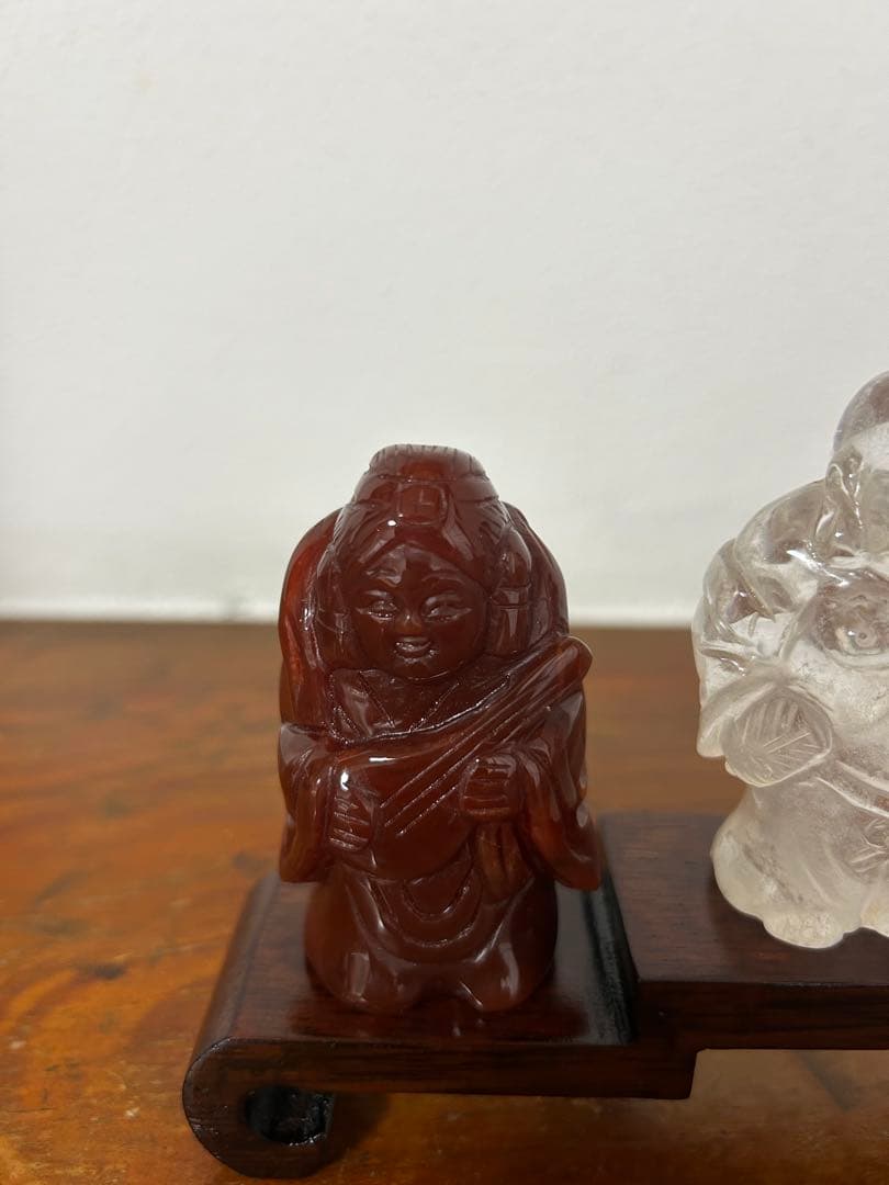昆*庚様 七福神 天然石置物7体セット　超美品