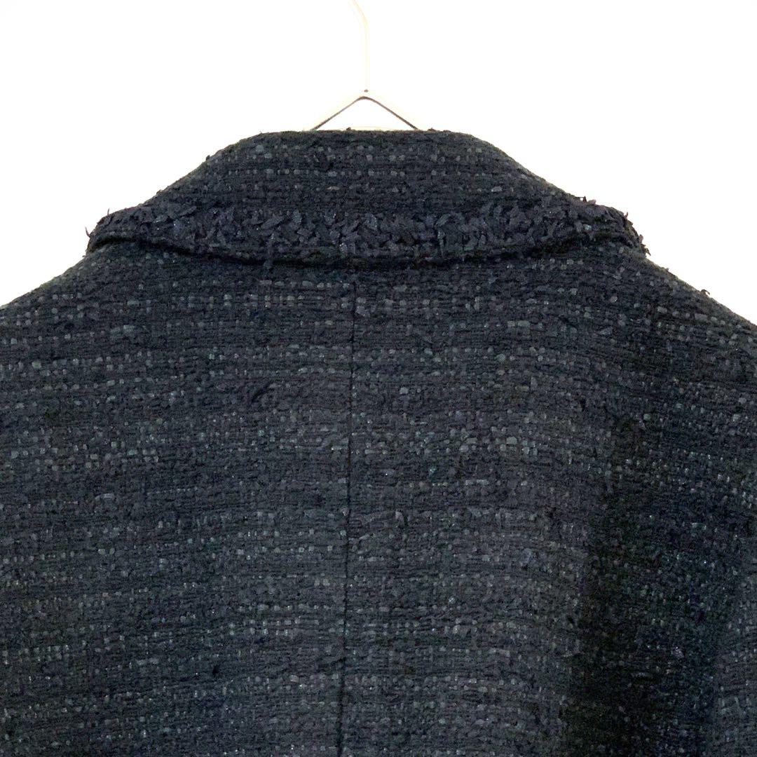 美品⭐️ショート丈 ツイードジャケット Rene TISSUE ボタン 黒 36