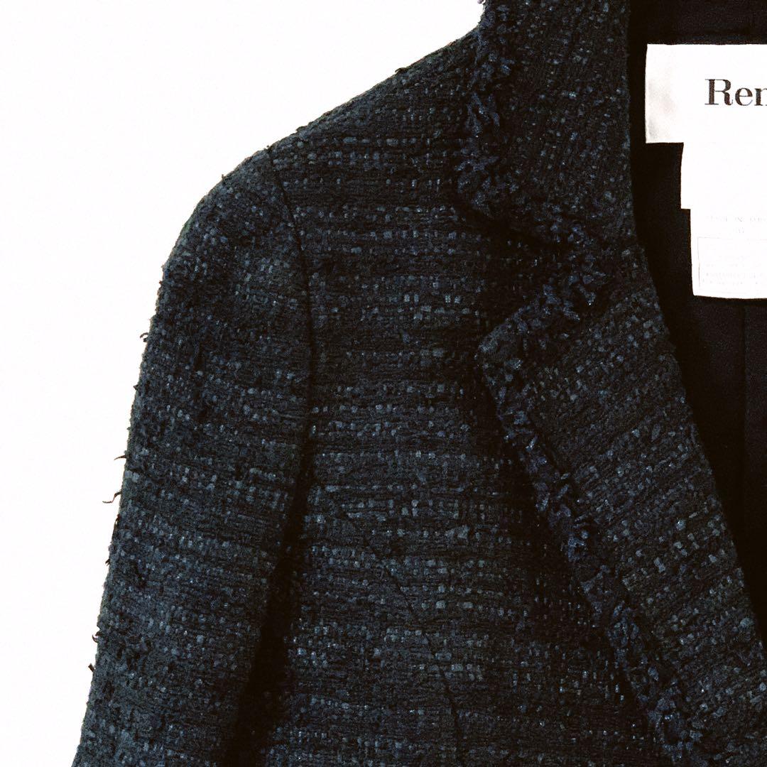 美品⭐️ショート丈 ツイードジャケット Rene TISSUE ボタン 黒 36