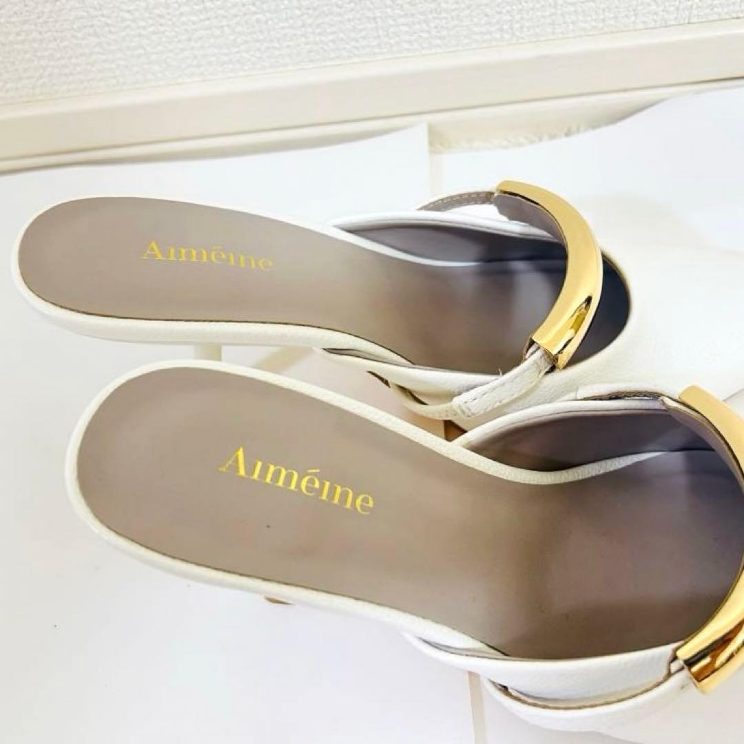 極美品❣️1度使用　aimeine エメイン　ゴールドモチーフポインテッドミュール