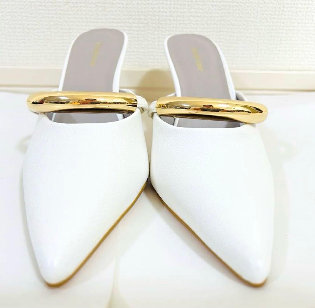 極美品❣️1度使用　aimeine エメイン　ゴールドモチーフポインテッドミュール