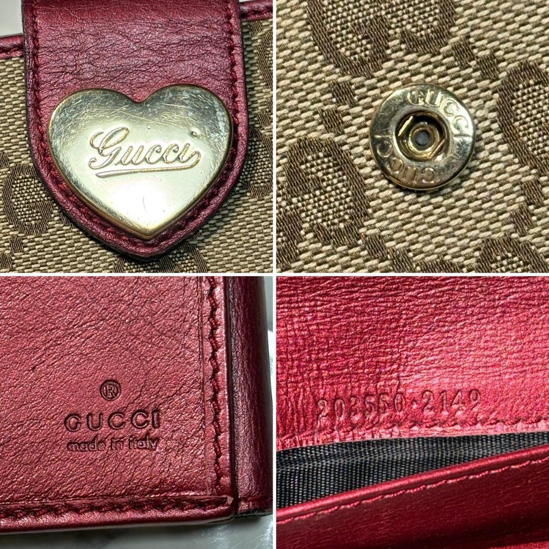 【早い者勝ち】グッチ 長財布 ハート ワインレッド 箱 保存袋 #B645