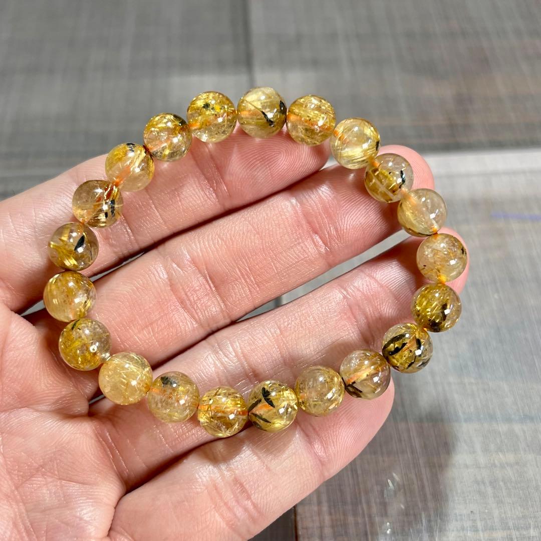 金運強　太陽放射ルチルブレスレット　ヘマタイト　ルチルクォーツ　2-1