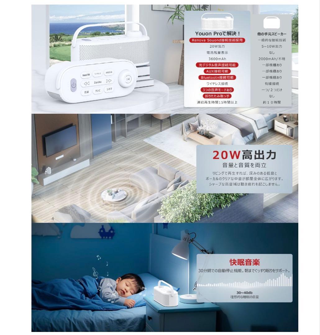 思いやり手元スピーカー・テレビ スピーカー 20W ワイヤレススピーカー