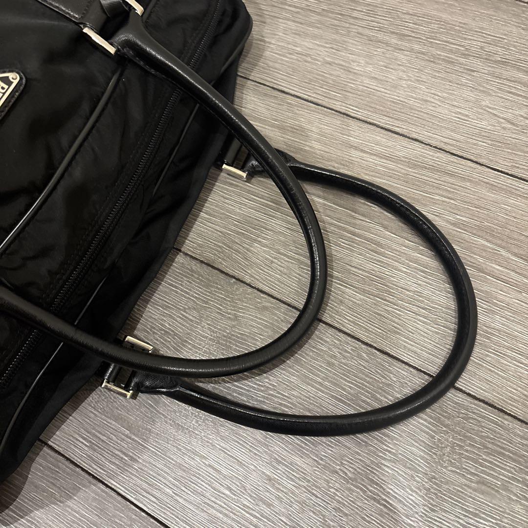 PRADA トートバッグ　ボストンバッグ　ナイロン×サフィアーノ　黒
