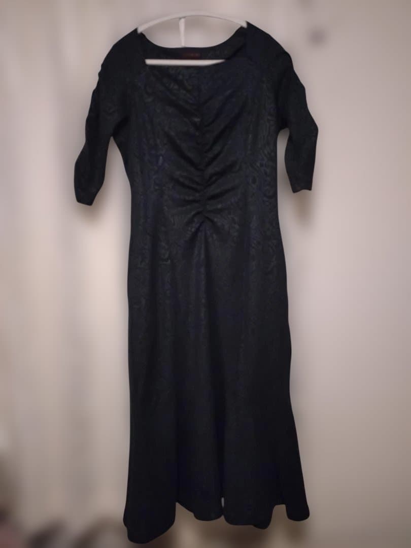 SERPENTINA スクエアネックマーメイドワンピ Mサイズ ネイビー