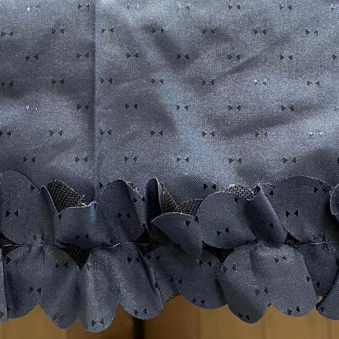 LANVIN en Bleu 晴雨兼用折りたたみ日傘 ドビーフリル ネイビー