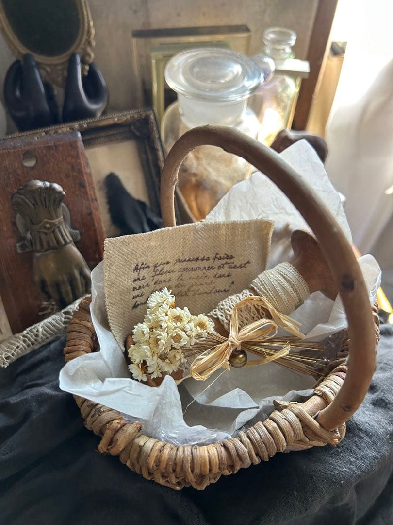 アンティーク ベルギーレース 3種 糸巻き 小さなブーケ パニエセット