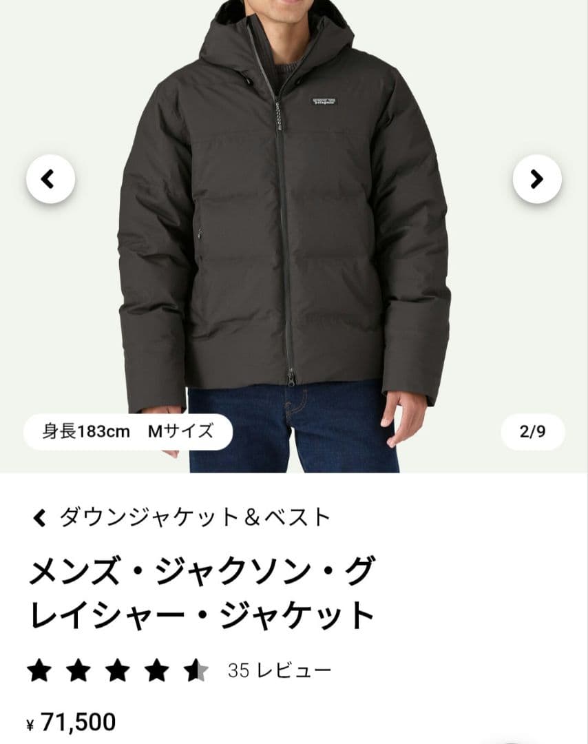 Patagonia メンズ ジャクソン　グレイシャー　ダウンジャケット Lサイズ