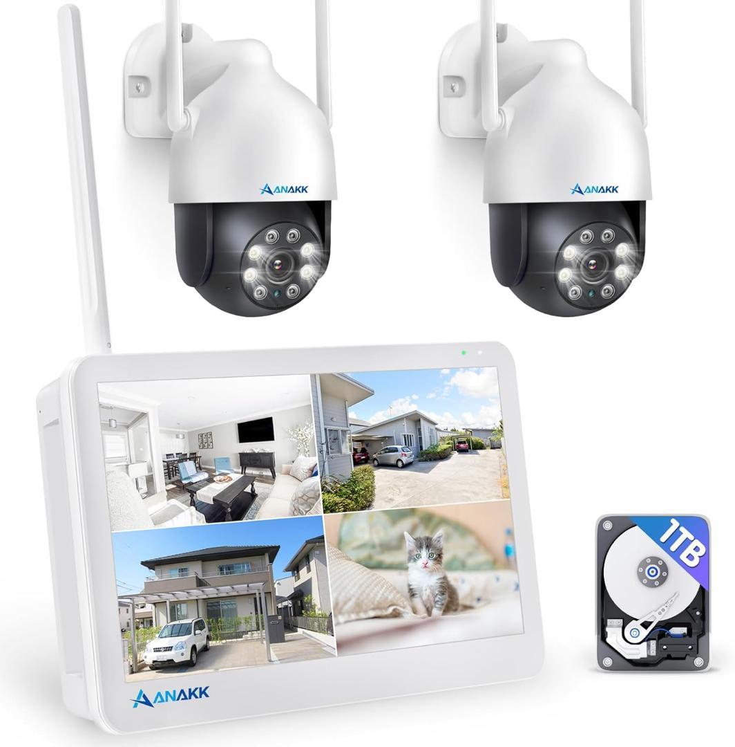 防犯カメラ　モニター付き【500万画素対応・360°全方位監視・夜間カラー撮影