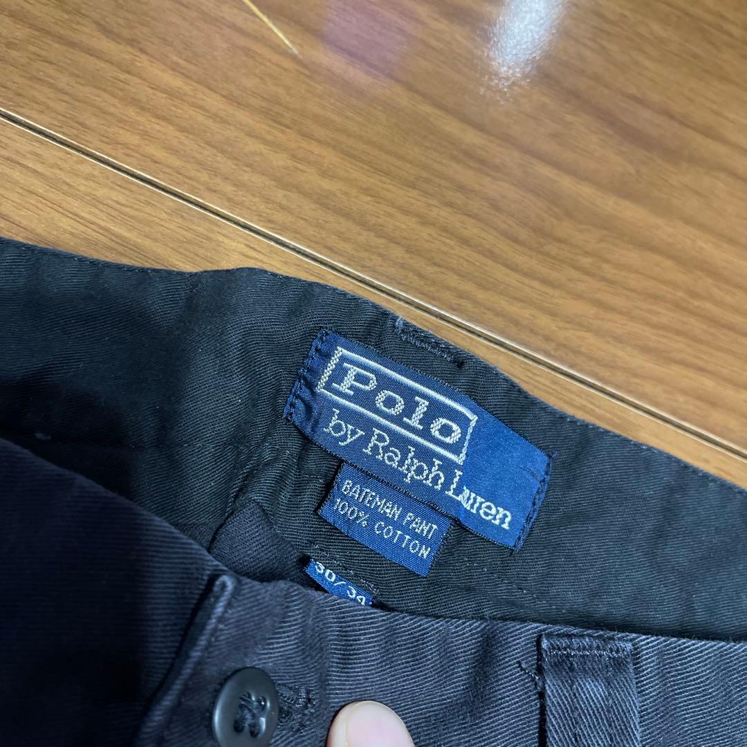 希少 シンチバック付 90sラルフローレン “BATEMAN” 黒 ポロチノ