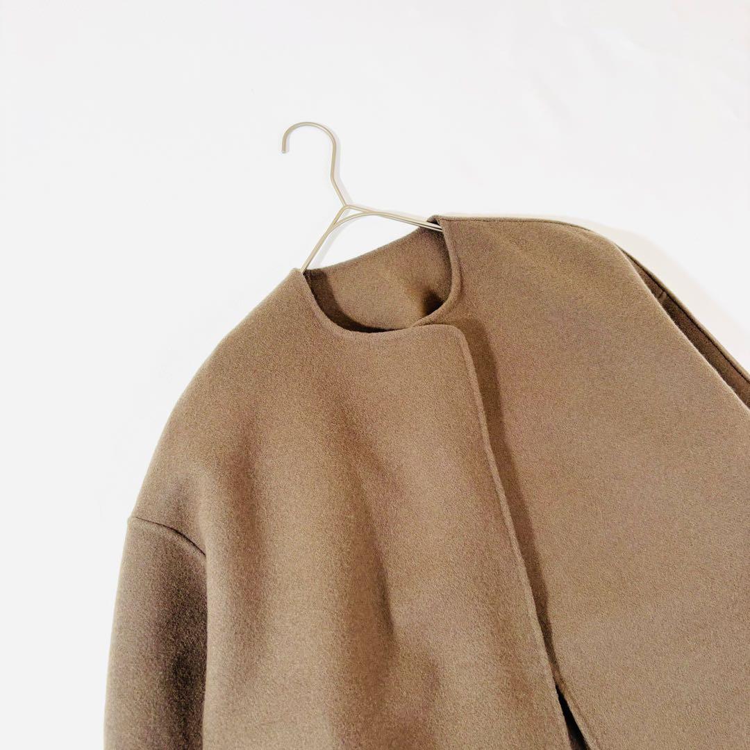 828 マルティニーク ノーカラー ショートコート モカブラウン 定価5.2万