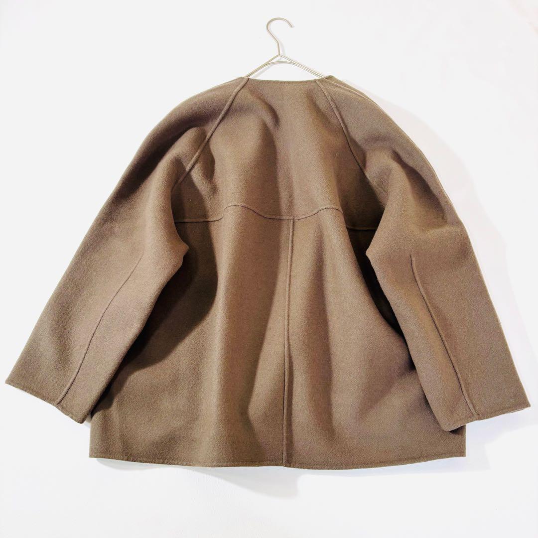 828 マルティニーク ノーカラー ショートコート モカブラウン 定価5.2万