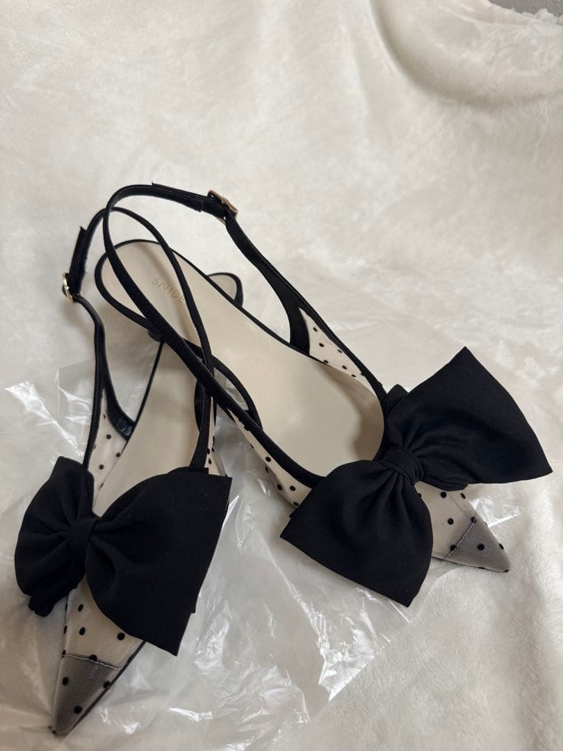 最終値下げ スナイデル ドットメッシュリボンモチーフサンダル レディース