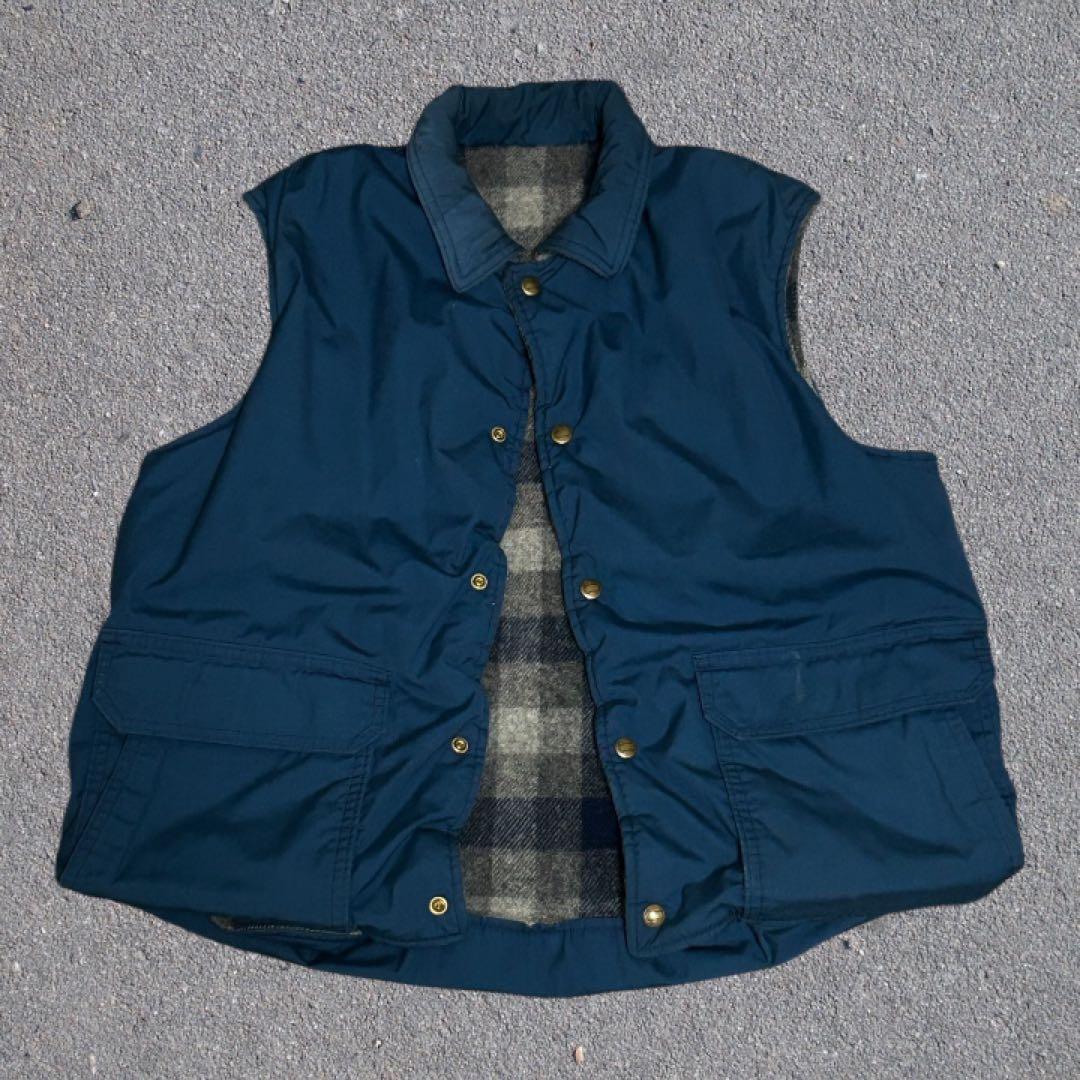 【好配色】70s USA製 Woolrich リバーシブル ベスト スナップ