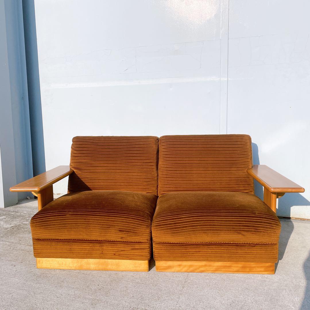 【美品送料込】稀少品 モリシゲ家具 2人掛け セパレートソファ 廃盤