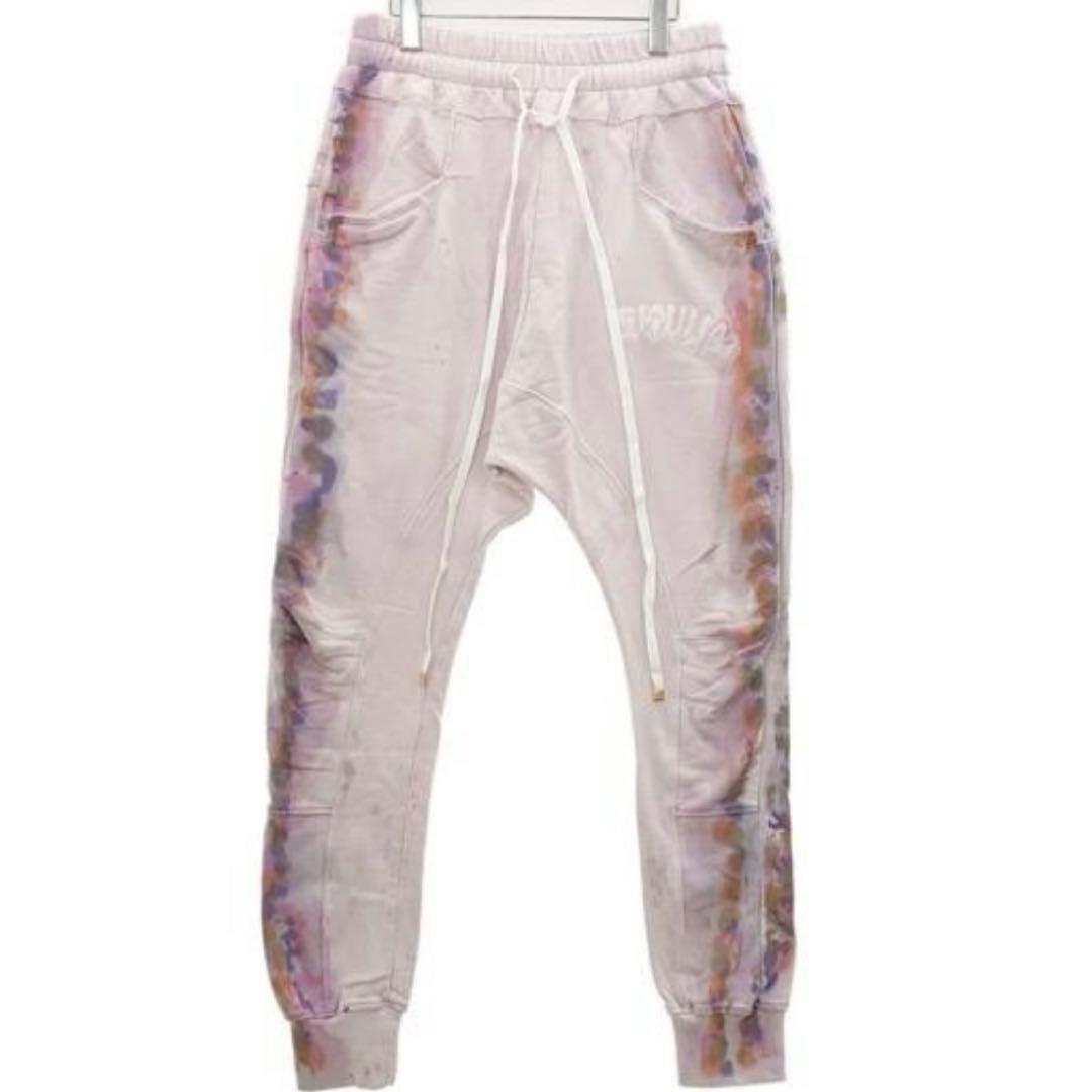 【新品】CVTVLISTカタリスト　ロゴ刺繍ブリーチ加工サルエルスウェットパンツ