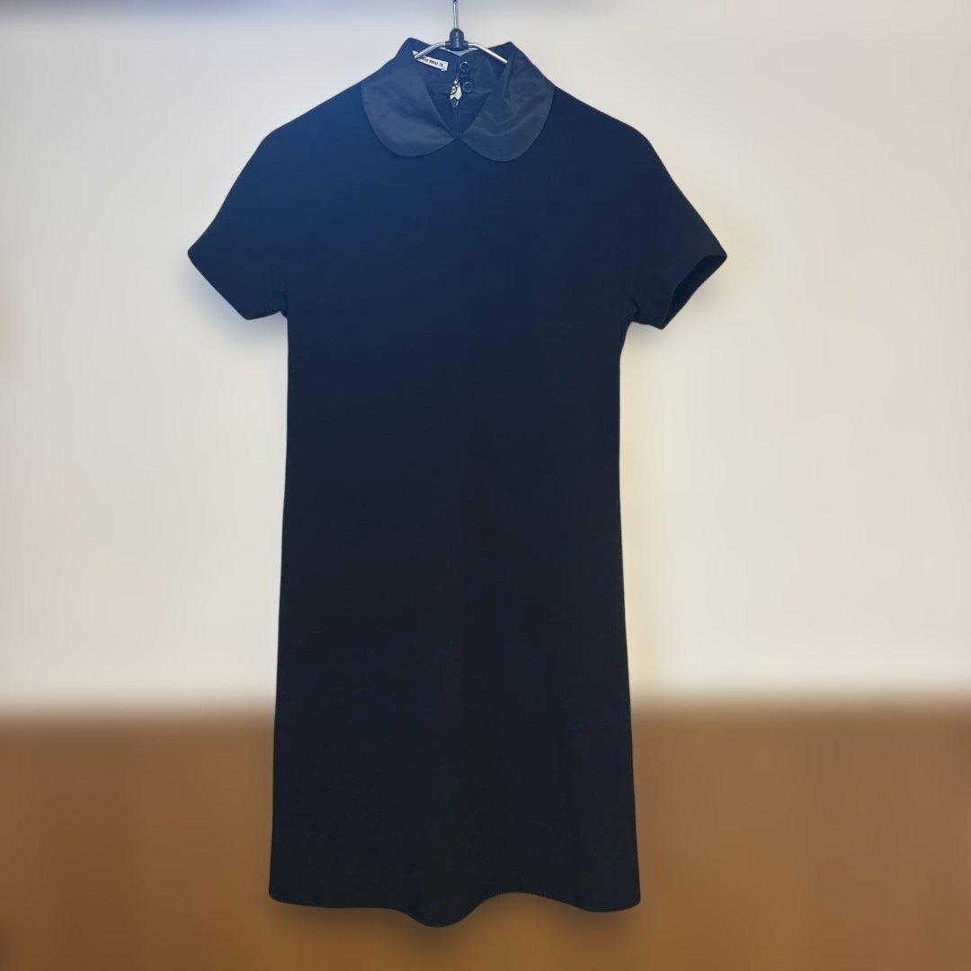 【みに】miu miu 襟付きミニワンピース ブラック 36