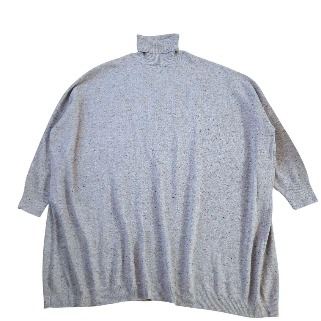 ビアズリー カラーネップ ビッグタートルネックニットワンピース M~L 極美品