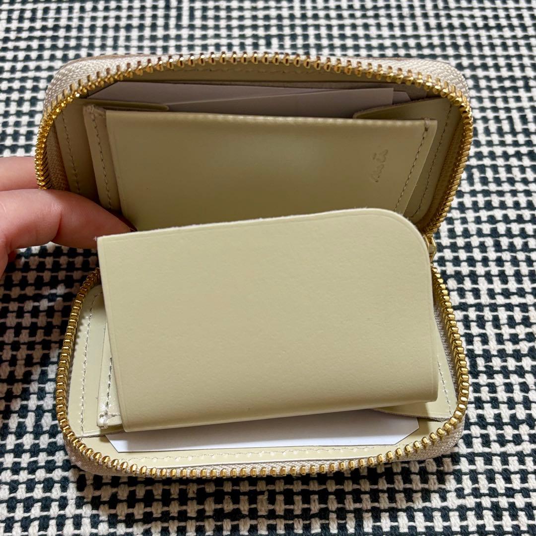 新品未使用 NADAYA mu本革 コンパクト財布 HAKU ゴールド