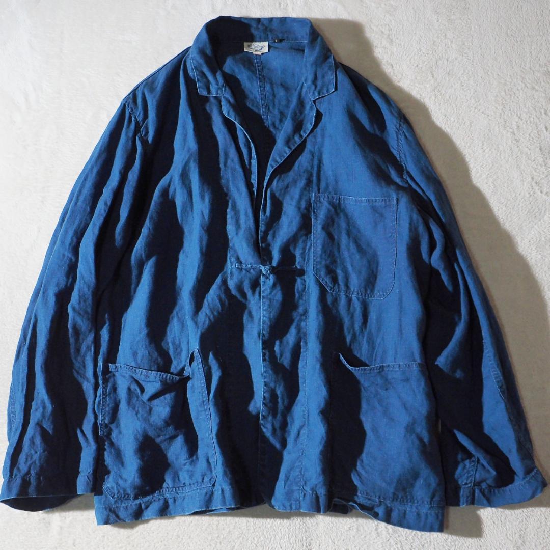 オアスロウ or Slow リネンジャケット 麻100%生地 インディゴ L相当