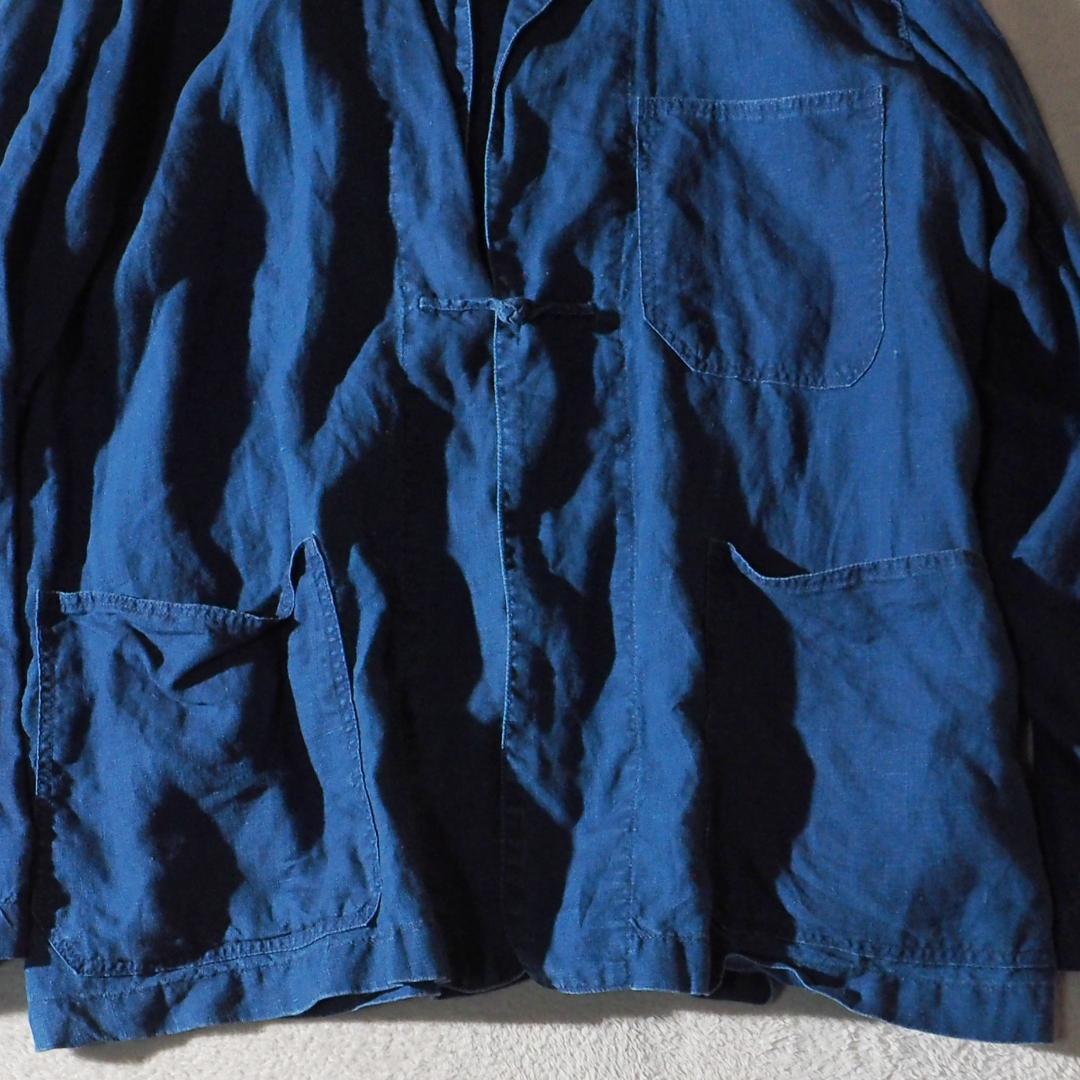 オアスロウ or Slow リネンジャケット 麻100%生地 インディゴ L相当