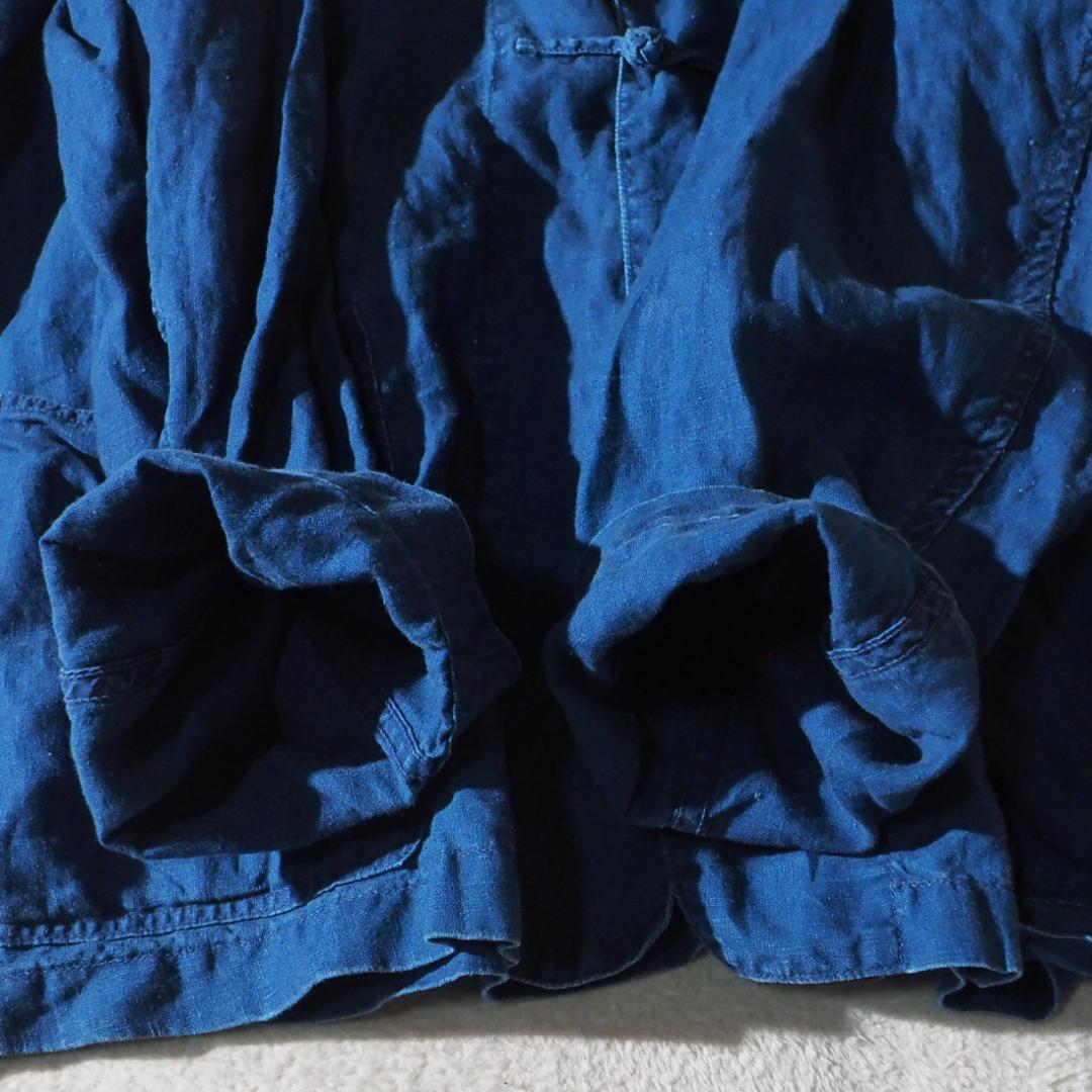 オアスロウ or Slow リネンジャケット 麻100%生地 インディゴ L相当