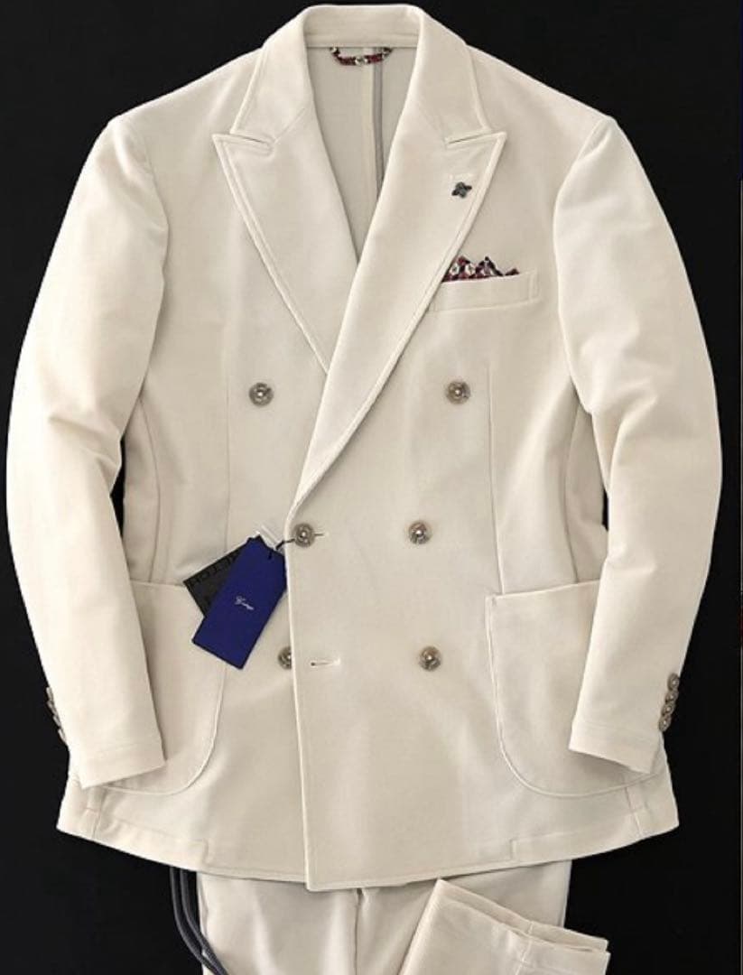 新品未使用タグ付 ジーステージ コーデュロイ ダブル スーツ オフホワイト