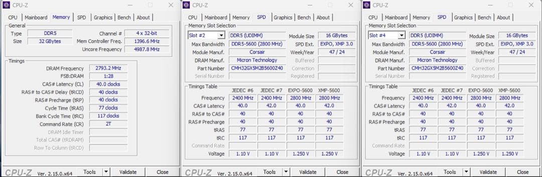 corsair DDR5 32GB (16GBx2) 5600MHz 動作確認済