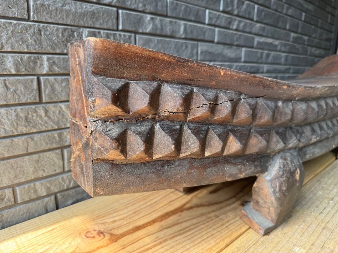 ワニ　置物　木製　ベンチ　鉢置　アジアン　アンティーク　オブジェ　木彫り