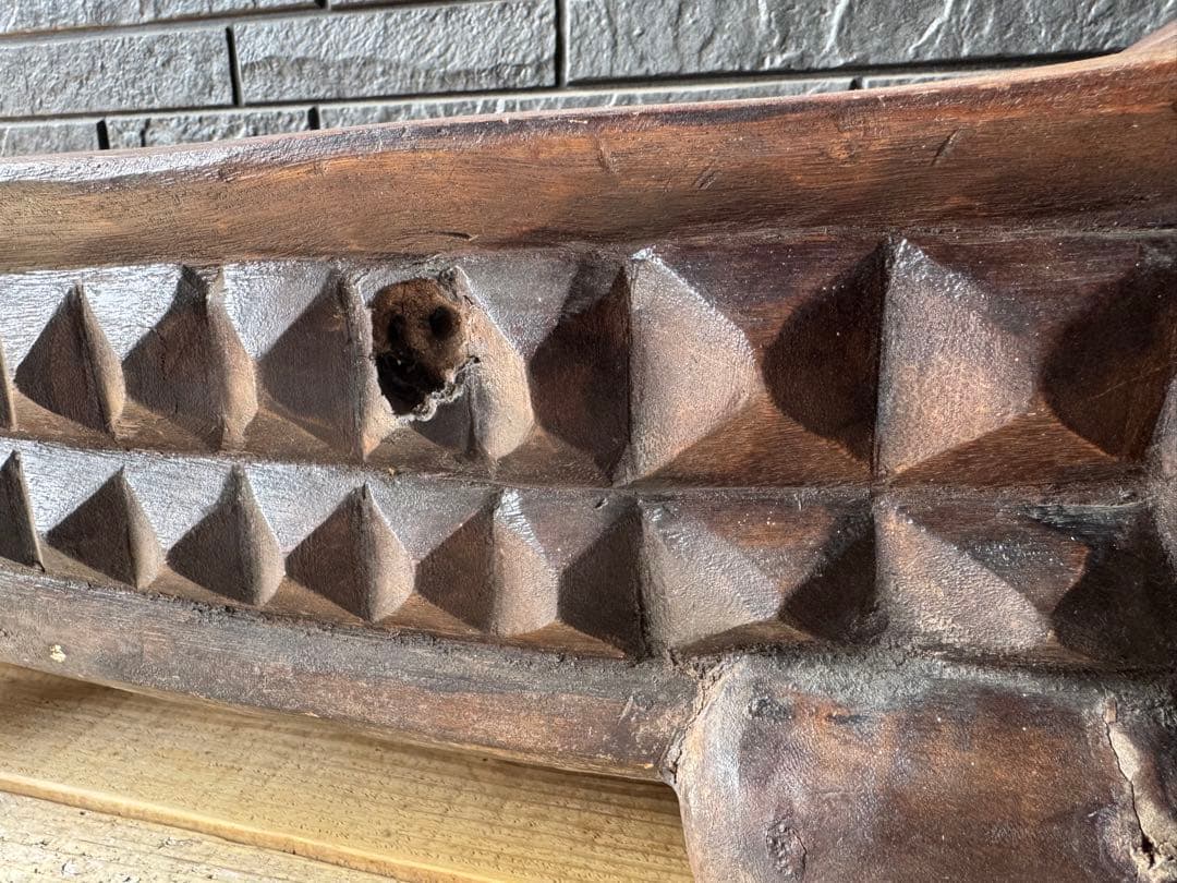 ワニ　置物　木製　ベンチ　鉢置　アジアン　アンティーク　オブジェ　木彫り