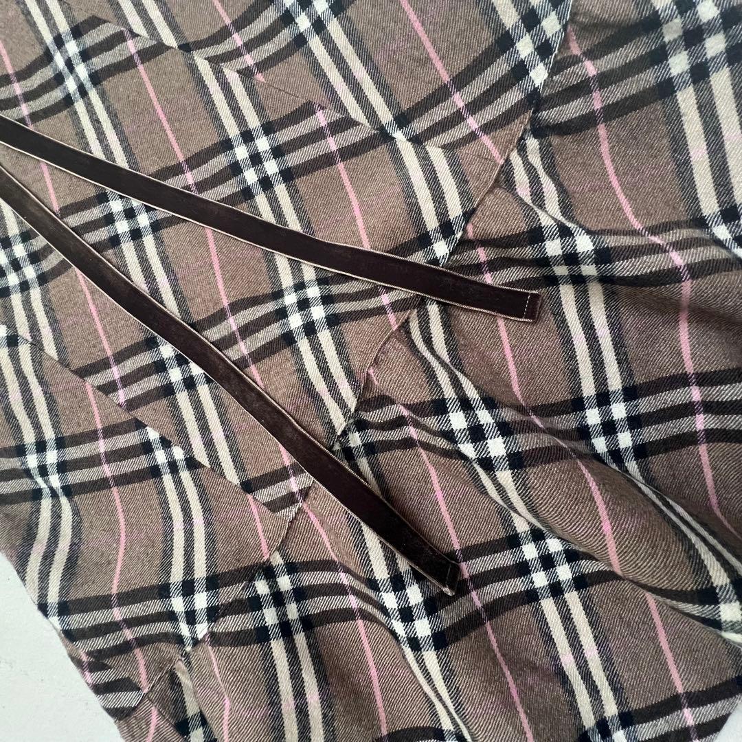 【極美品】バーバリーブルーレーベル ワンピース ノバチェック ベロアリボン 36