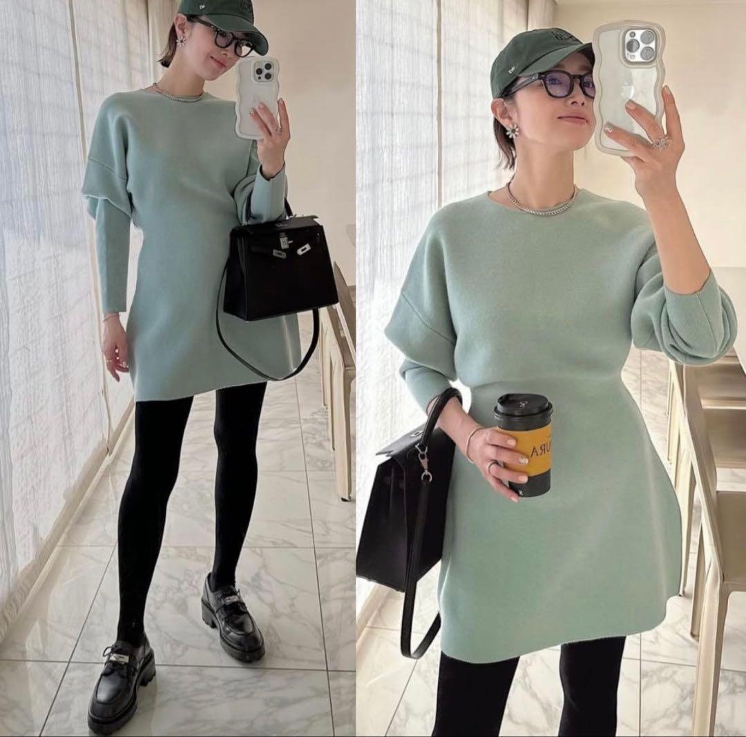 定価約10万円 一瞬で売り切れMYLAN カシミヤ混ニットドレス 美シルエット