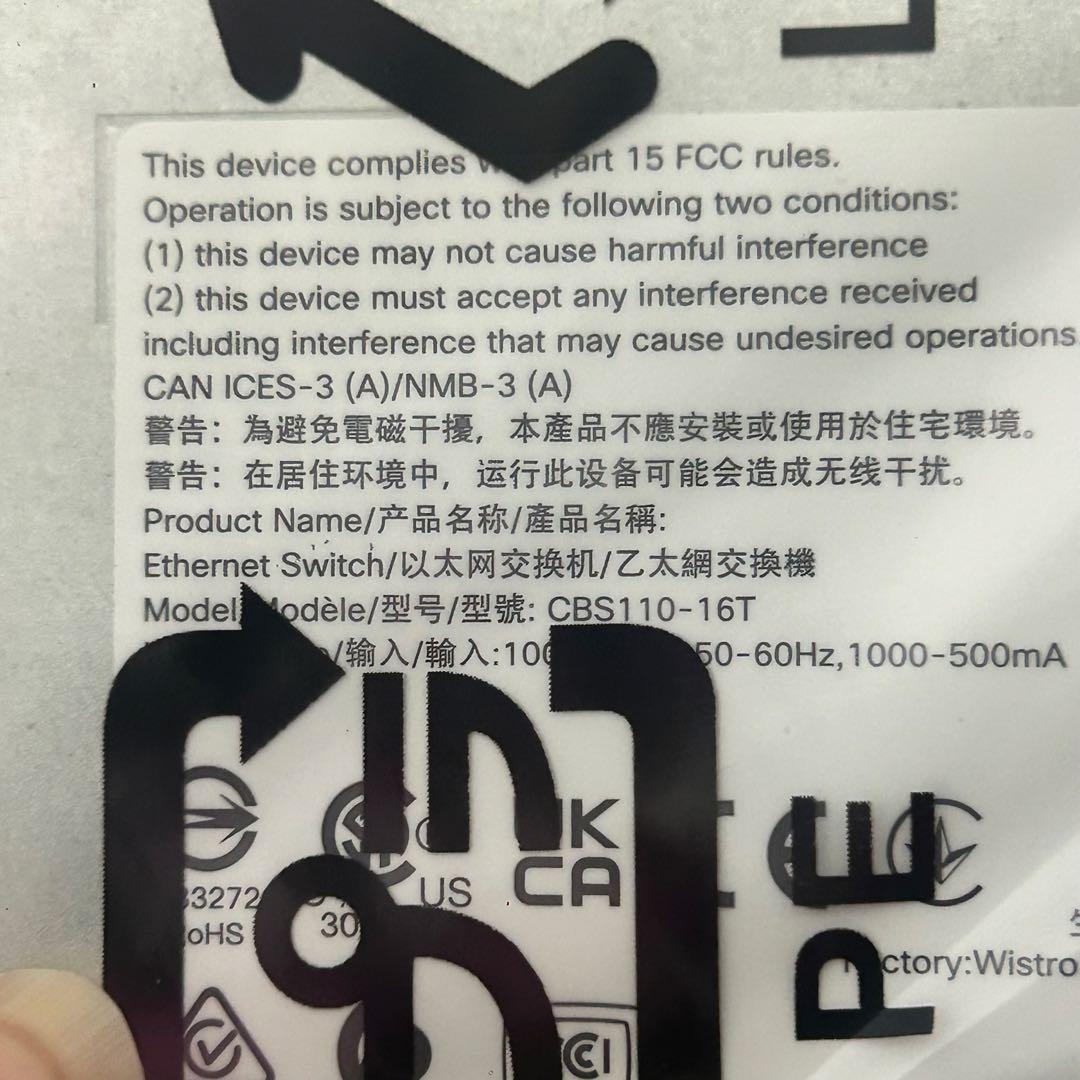 未使用　Cisco Business 110シリーズ CBS110-16T